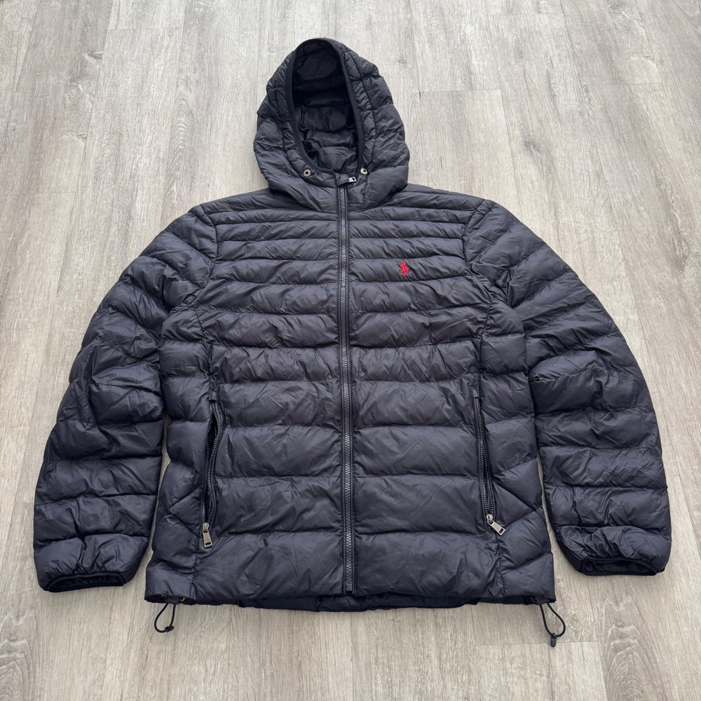 Polo Ralph Lauren the Colden Packable Hooded Puffer Jacket Navy Blue Mens Small